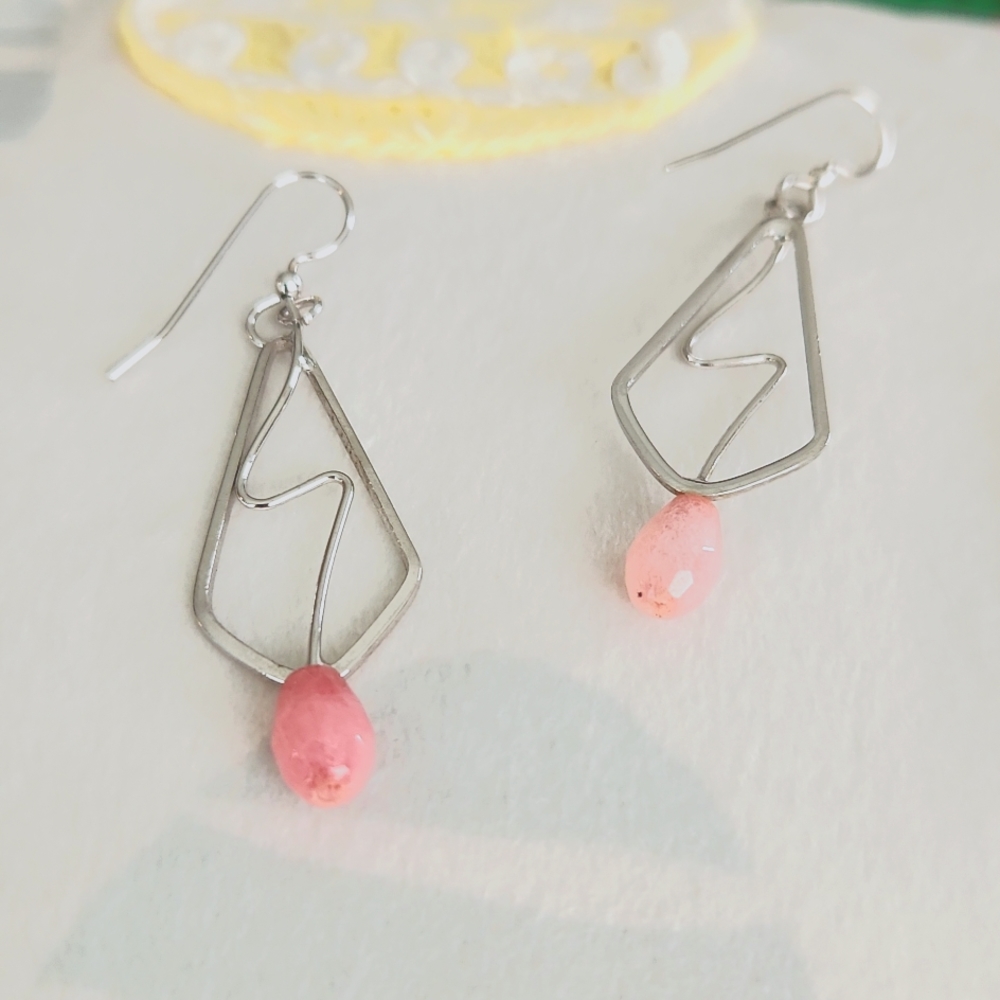Sterling silver & pink agate earrings